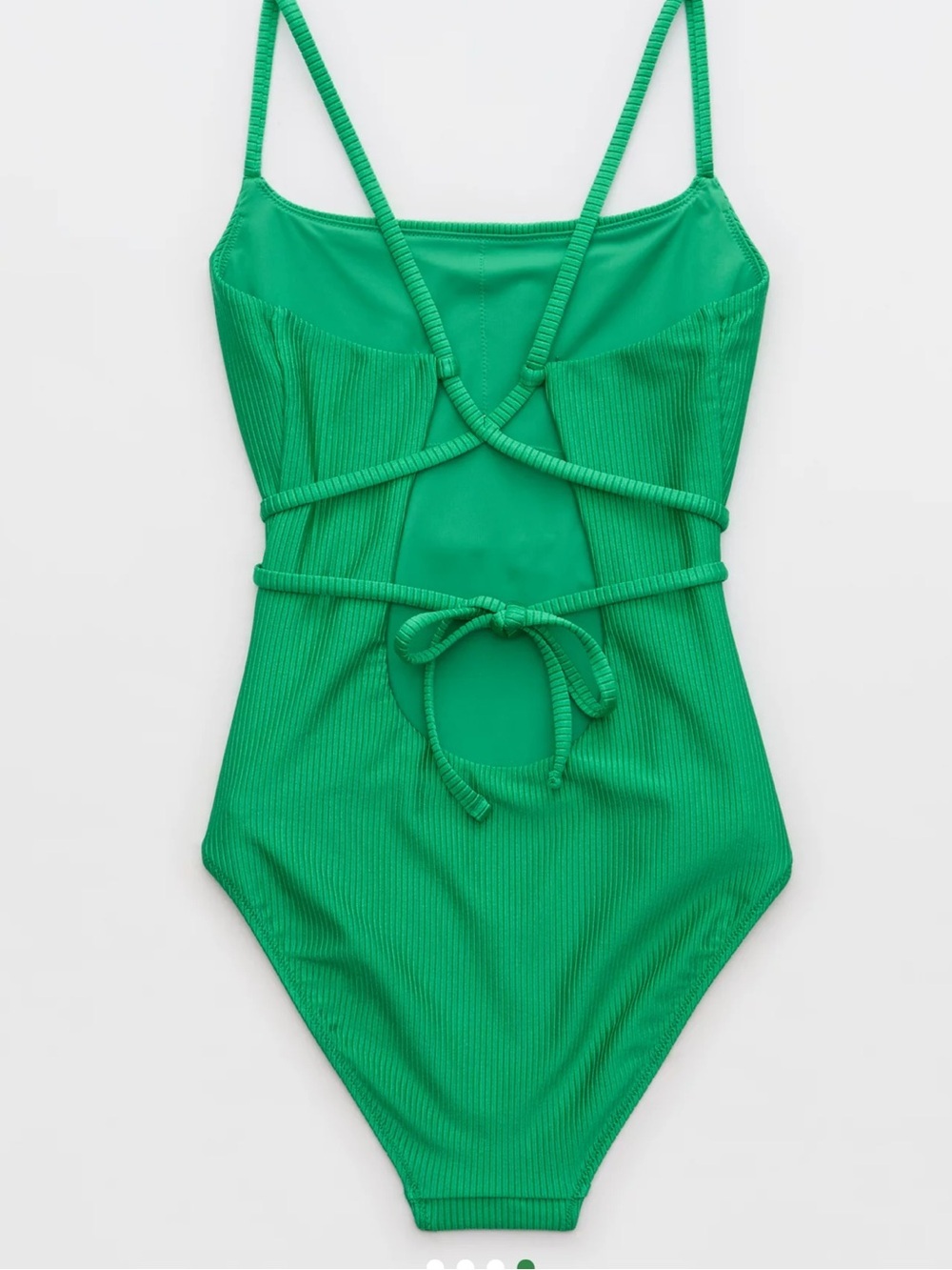NWT Aerie Shine Scoop Bright Green Ribbed One-Piece Swimsuit - Picture 5 of 8